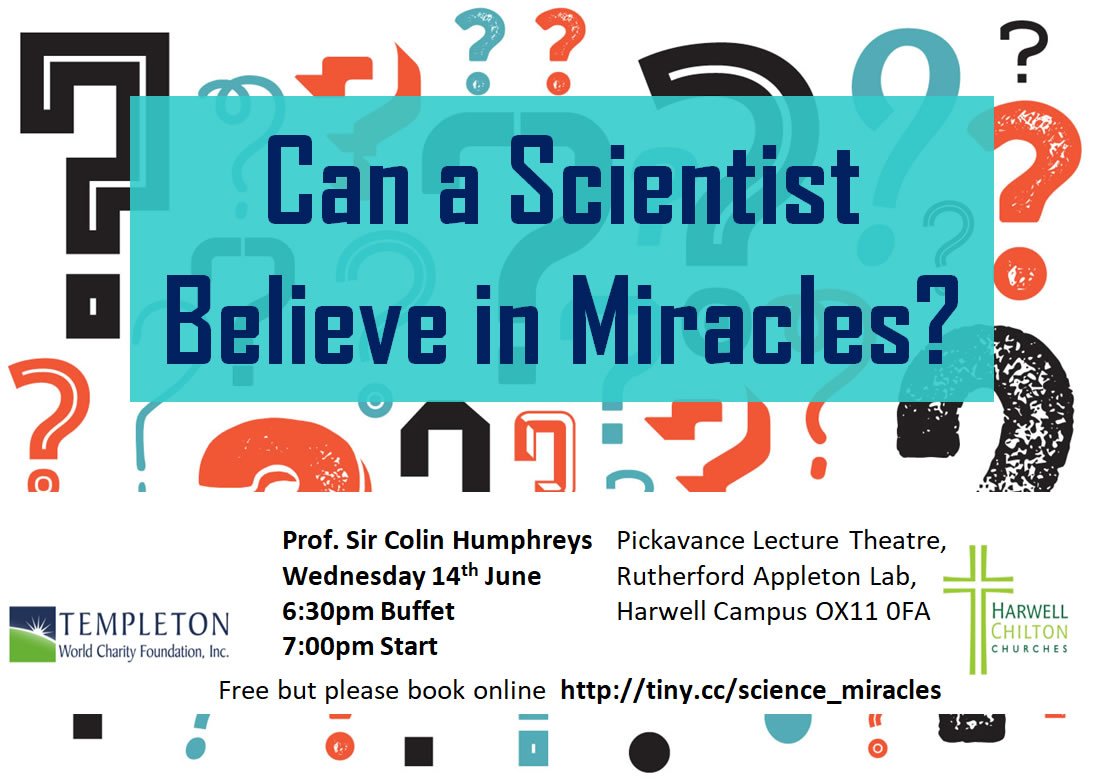 hcchurches's tweet photo. Can a Scientist believe in Miracles? Find out more, book now: https://t.co/Bq1xt54eyV @IRCSciRel @TheFaradayInst @UK_CiS https://t.co/tHVjrsVLoB
