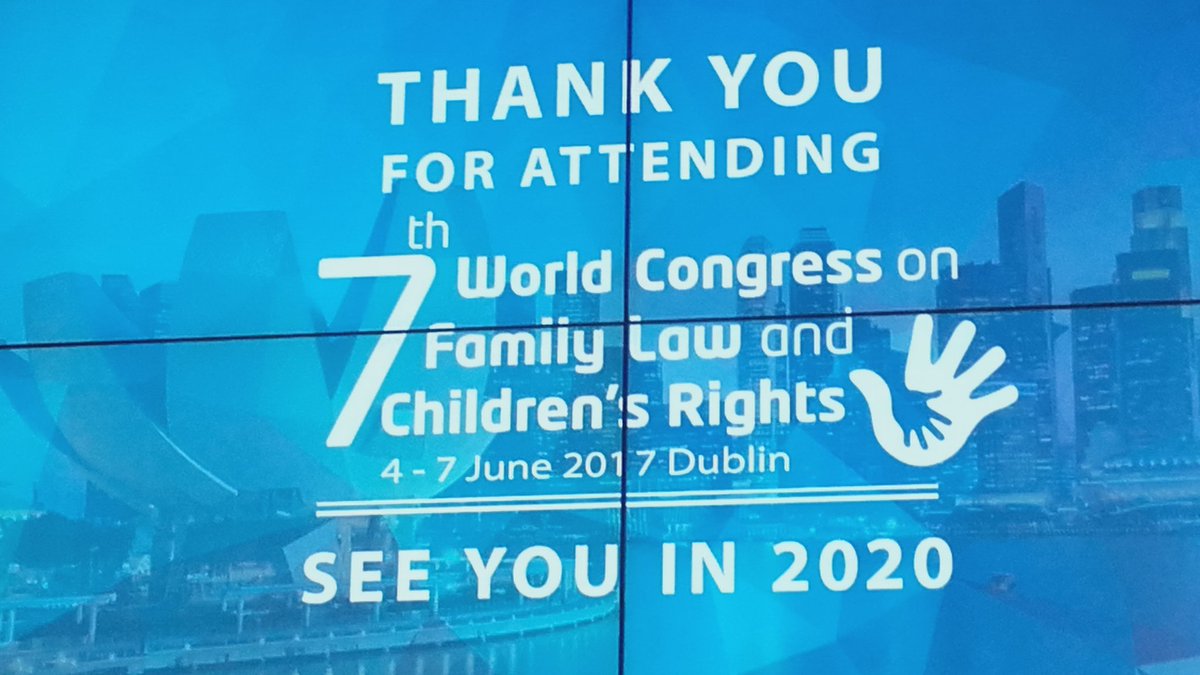 Well done to @ConorUCCLaw, <a href="/ConferencePart/">Conference Partners International</a> and all the <a href="/WCFLCR/">World Congress on Family Law & Children's Rights</a> contributors on a brilliant Congress. Next stop is Singapore in 2020...