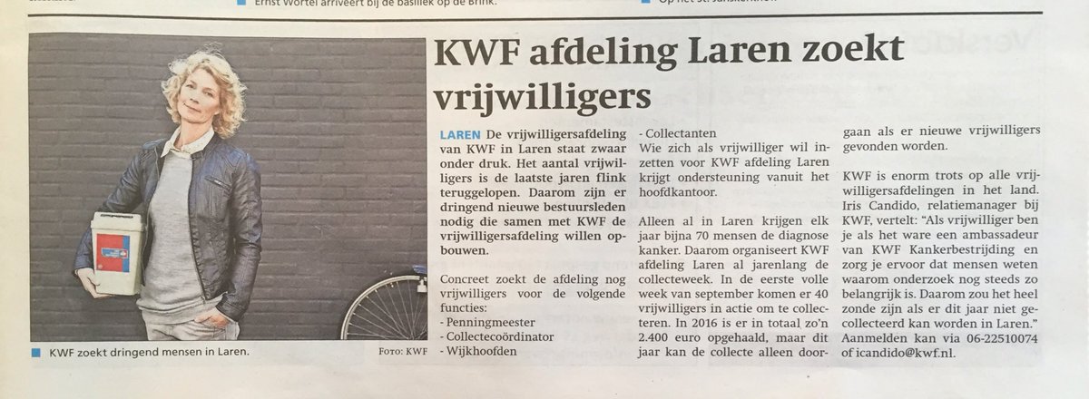 had gisteravond jaarlijkse collecte-voorbereidingsavond met onze wijkhoofden. Wie uit #Laren gaat <a href="/kwf_nl/">KWFKankerbestrijding</a> helpen met collecte daar dit jaar?
