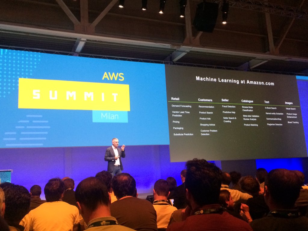 speedynoise's tweet photo. #AWSSummit Milan &amp; #AWS #MachineLearning w/@marcoargenti /cc @AWSonAir https://t.co/4k5G11nfEH