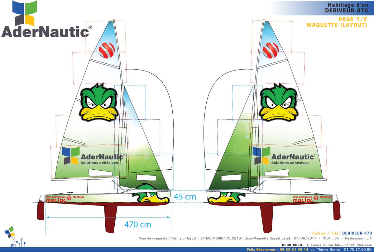 Projet de déco d'un deriveur <a href="/470france_org/">470france.org</a> de balade, film <a href="/MACtac_France/">Mactac France</a> création <a href="/AderNautic_16/">Adernautic</a>  #angryduck  #covering #sail #deriveur