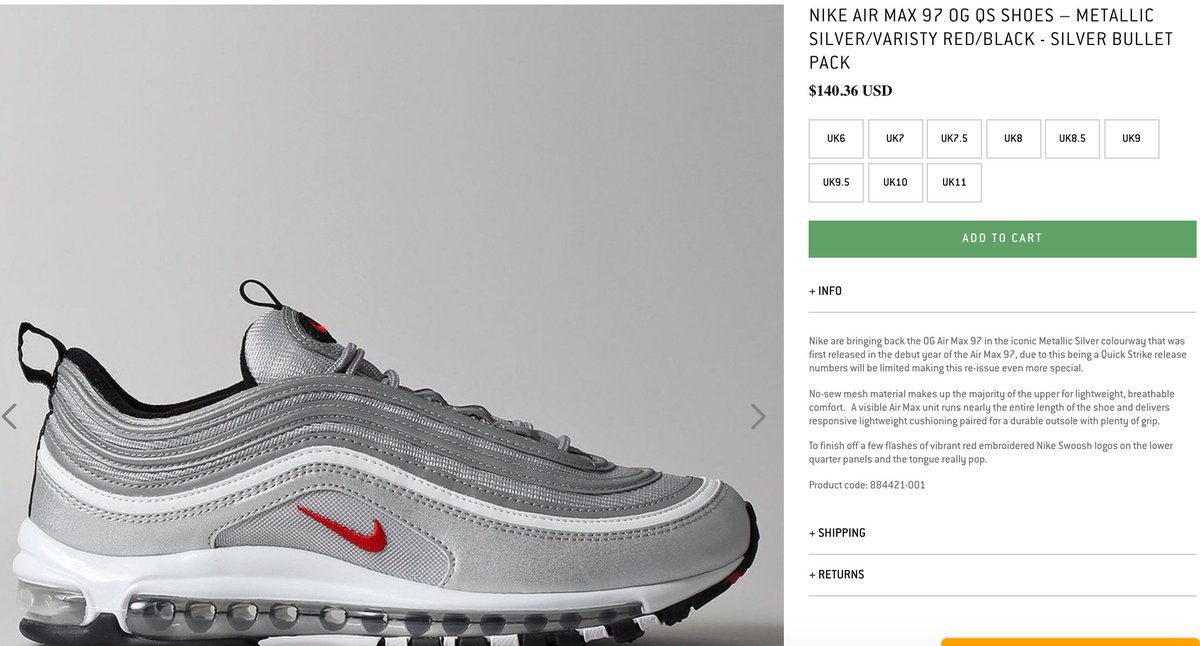 nike air max 97 silver bullet canada