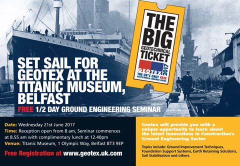 TenCate_Geo_UK's tweet photo. Come and see TenCate at Belfast Geotex free ground engineering event #geotex #geosynthetics #solutions #belfast https://t.co/1oCD9iF4p6