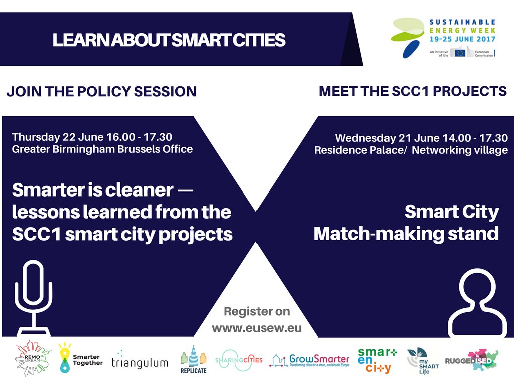 mySMARTLife_eu's tweet photo. Don't miss our #scc01 workshop "Smarter is cleaner" and the match-making stand next week
#EUSEW17 #EUSmartCities https://t.co/S7fO9747Z7