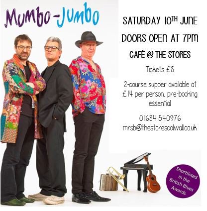 CafeAtTheStores's tweet photo. Reserve your tickets today - Mumbo-Jumbo @ The Stores this Saturday! #mumbojumbo #livemusic #colwall https://t.co/e8jyZEjRwv