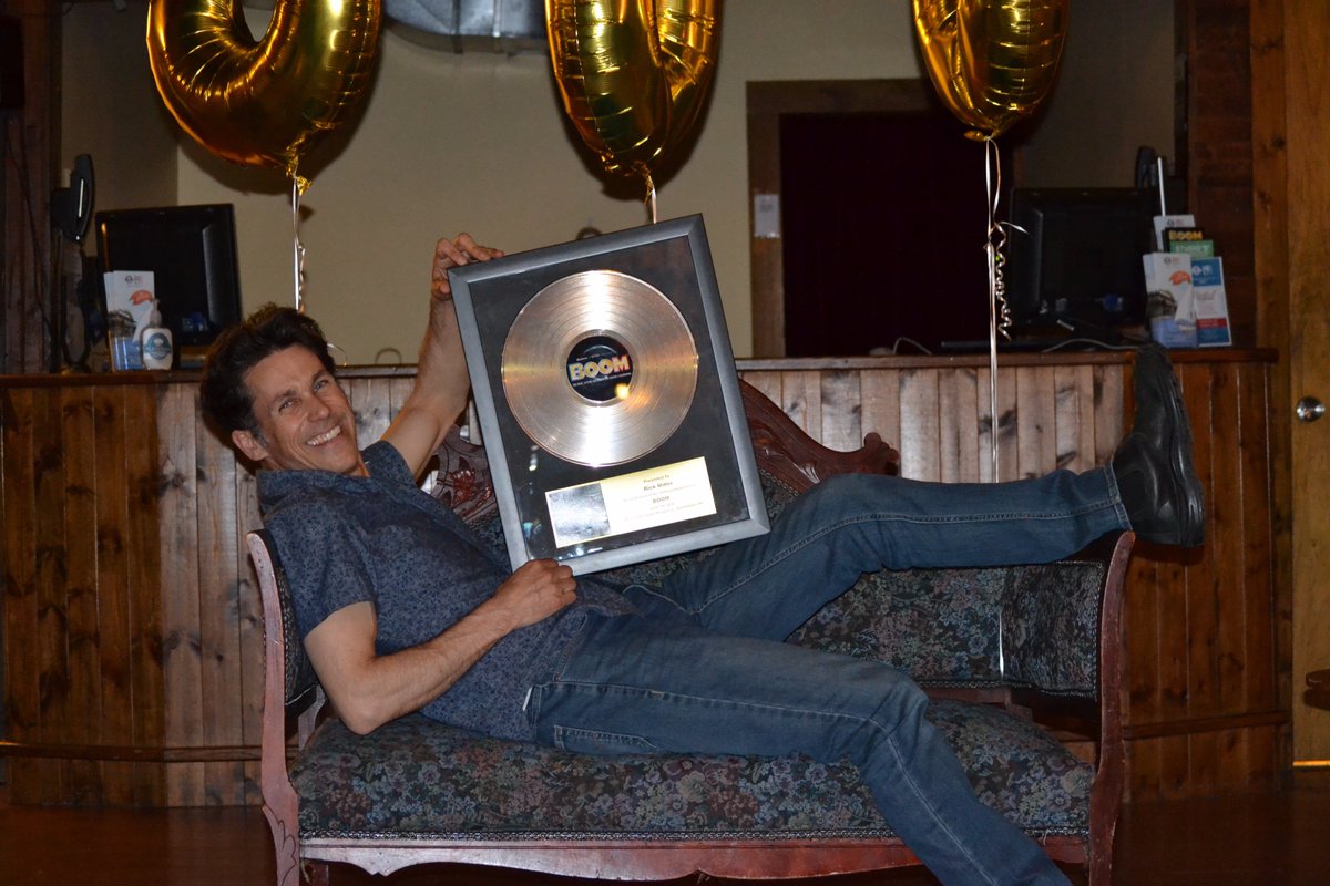TIPlayhouse's tweet photo. Congratulations to Rick Miller on hitting his 300th performance of BOOM! We presented him a gold record for the occasion #TIPBOOM #gananoque https://t.co/nfcQTiqt2G