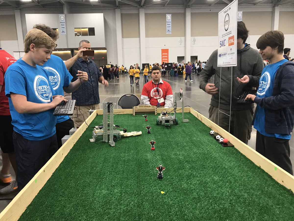 MsMeghanTimlin's tweet photo. @KHS_Chiefs STEM Robotics Team kicking for the gold! #STEMTrifecta2017 #chiefpride https://t.co/9xXxNV7atX