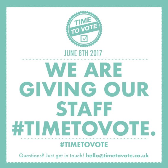 broandsis's tweet photo. We’re proud to be giving our employees #TimeToVote today – don’t forget to cast your ballot. #GE2017 https://t.co/UF6X1MHm0N