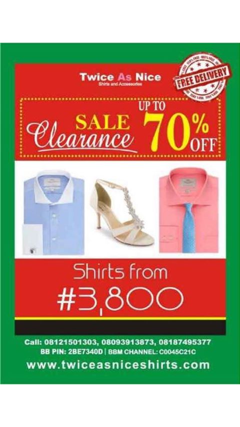 Ramadan Special Clearance sales! Refresh your wardrobe with upto 70% discount off at #twiceasniceshirts... Shirts from N3800 #akuremall