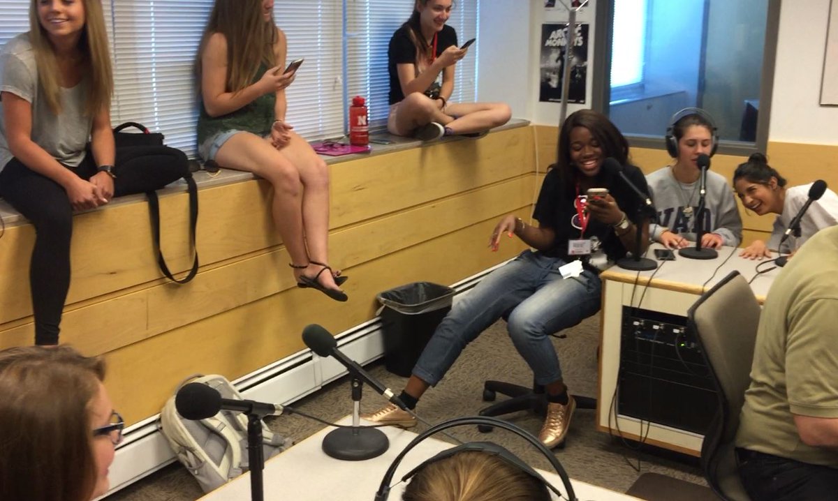 ralloway's tweet photo. Our #eMedia17 students doing some a cappella singing on #KRNU2 on their last morning on campus! #UNL #CoJMC #SingHere https://t.co/6xFMF86luj