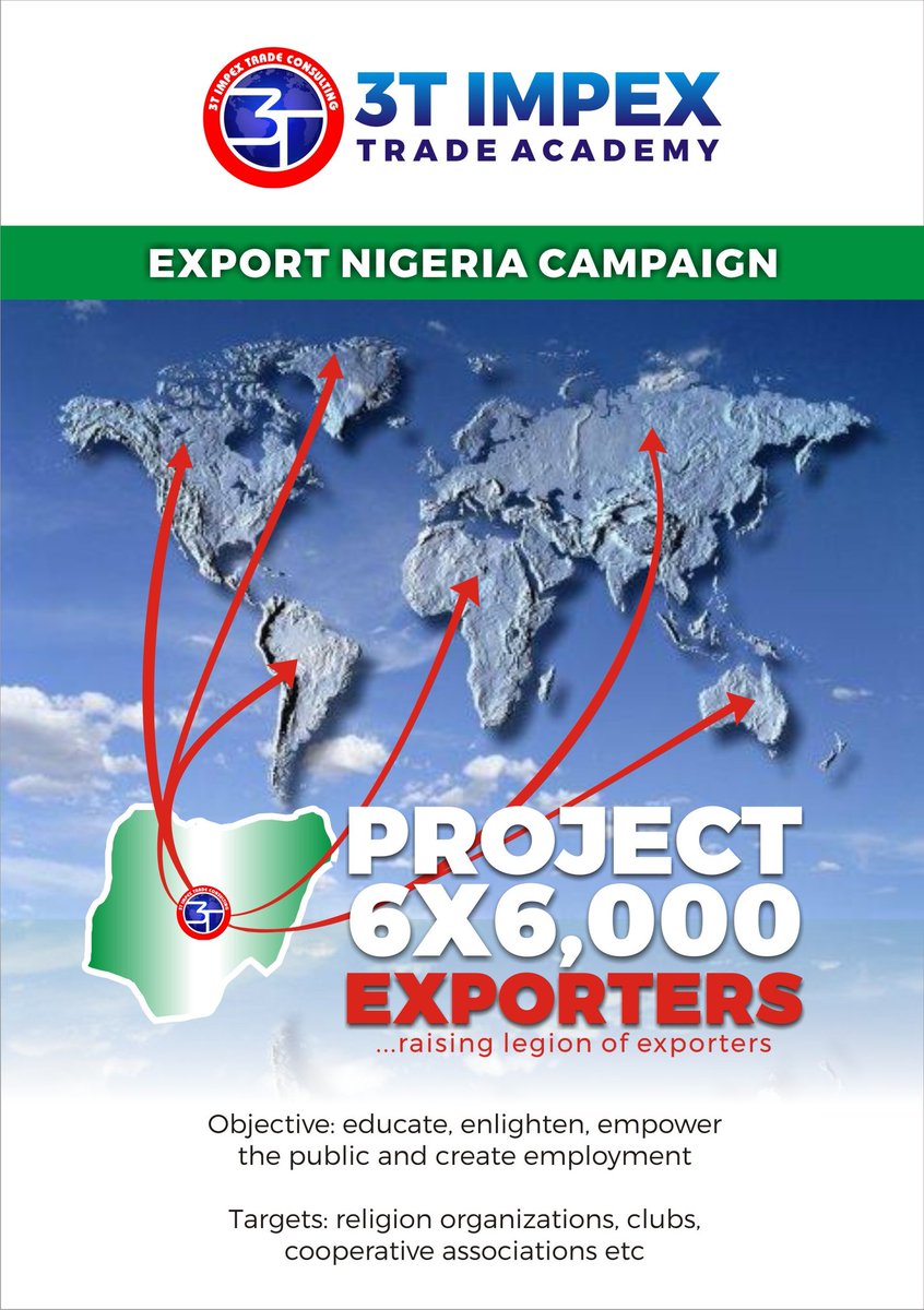 3timpextrade's tweet photo. #ImportExportHelpLine 3T Impex Free seminar for churches, clubs, organizations etc. Project 6x6000 Exporters
For more info call 08091244449 https://t.co/PYfncVYnP8