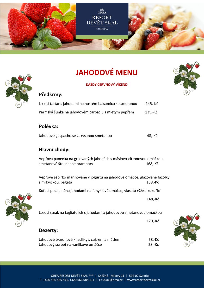 🍓🍓🍓#oreahotels #NenechteSiUjit #jahody 🍓🍓🍓
Do jahodového světa Vás o víkendu přeneseme v 🔹Orea Resortu Devět Skal🔹 
resortdevetskal.cz