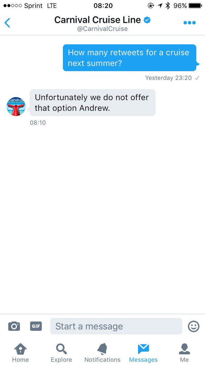 Wow, <a href="/CarnivalCruise/">Carnival Cruise Line</a> being soft....🙄