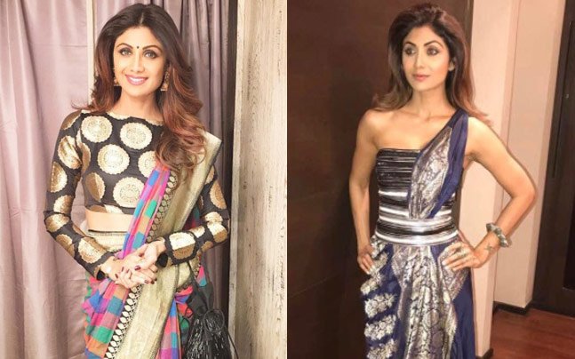 7 pictures to let you know that Shilpa Shetty has a thing for weird sarees  