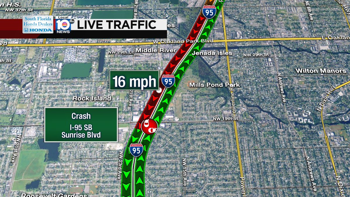 Crash on I-95 SB approaching Sunrise Blvd #traffic https://t.co/Yv6K8Sdxmb