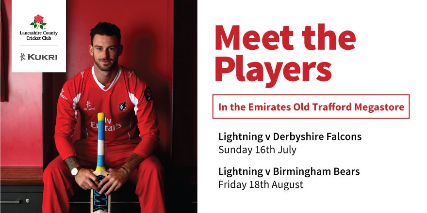 MEET THE PLAYERS 
Meet the <a href="/LancsCCC/">LancsCCC</a> Players at our exclusive Signing Sessions in the Emirates Old Trafford Megastore - players &amp; times TBC