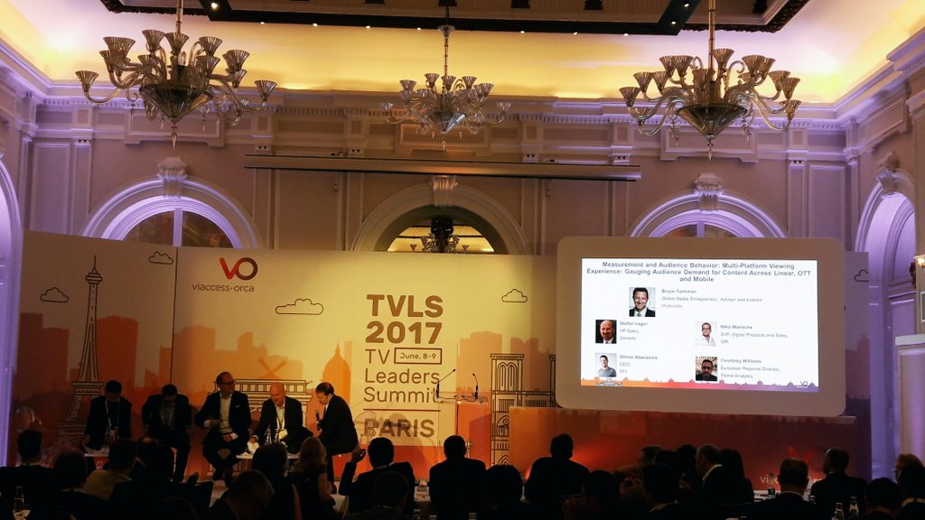 ViaccessOrca's tweet photo. Now a very interesting panel about Measurement &amp; Audience Behavior with Stefan Lager, @oabk6TF1, @cafelido and  Courtney Williams #TVLS2017 https://t.co/z93UrvE3s9