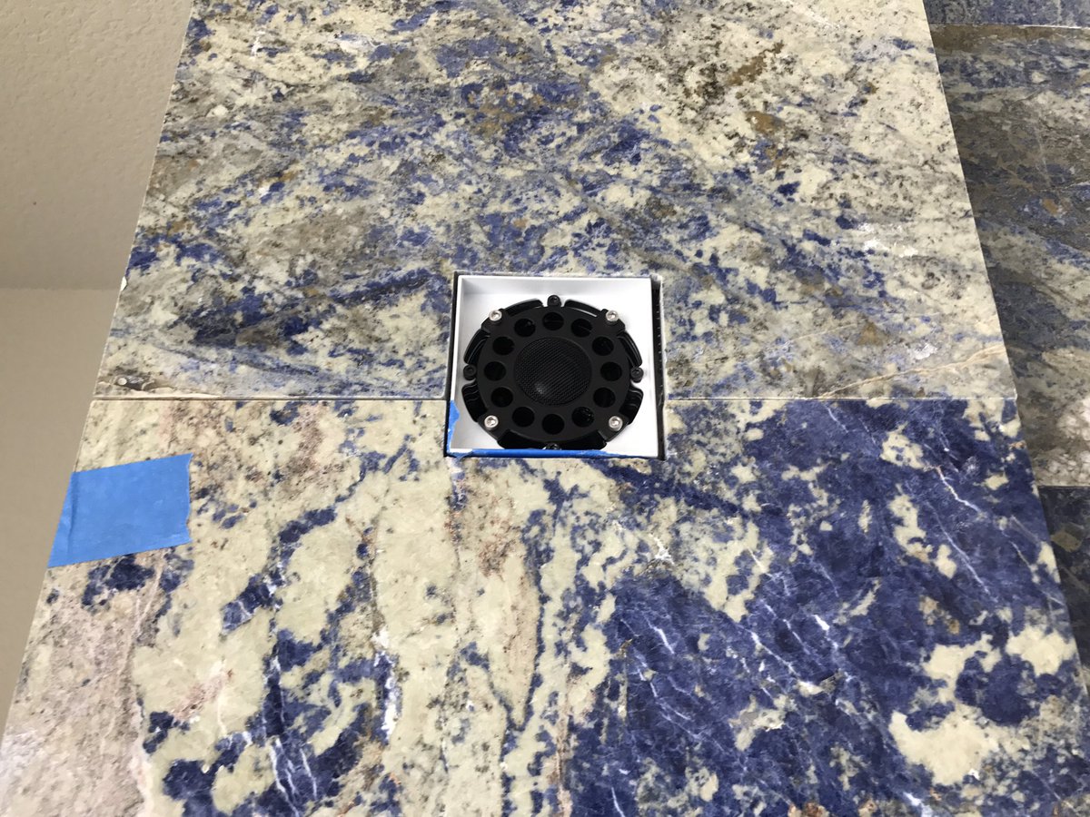 SignalAV's tweet image. James loudspeaker zero aperture in a blue granite facia. These things sounds great.