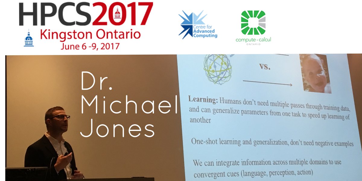 HPCSCANADA's tweet photo. Dr. Michael Jones,  Informatics &amp; Computing, @IUBloomington, on diff btw human &amp; machine learning. #HPCScan17 https://t.co/P9lSW2XYPK