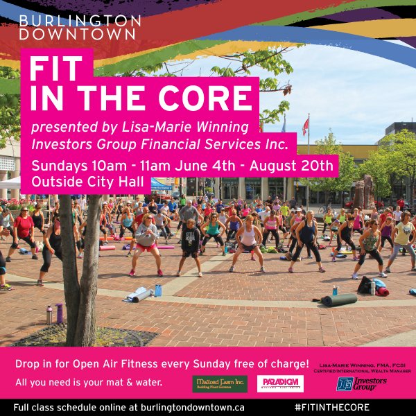 Join us this Sunday 10am-11am outside City Hall at #FitintheCore presented by <a href="/lm_winning/">Lisa-Marie Winning</a> for Prana Vinyasa! ow.ly/DGTF30cqsRP #BurlOn