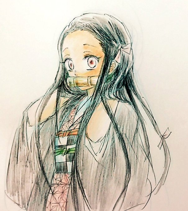 由良さんがTwitterに投稿した竈門禰豆子(鬼滅の刃)のイラスト。