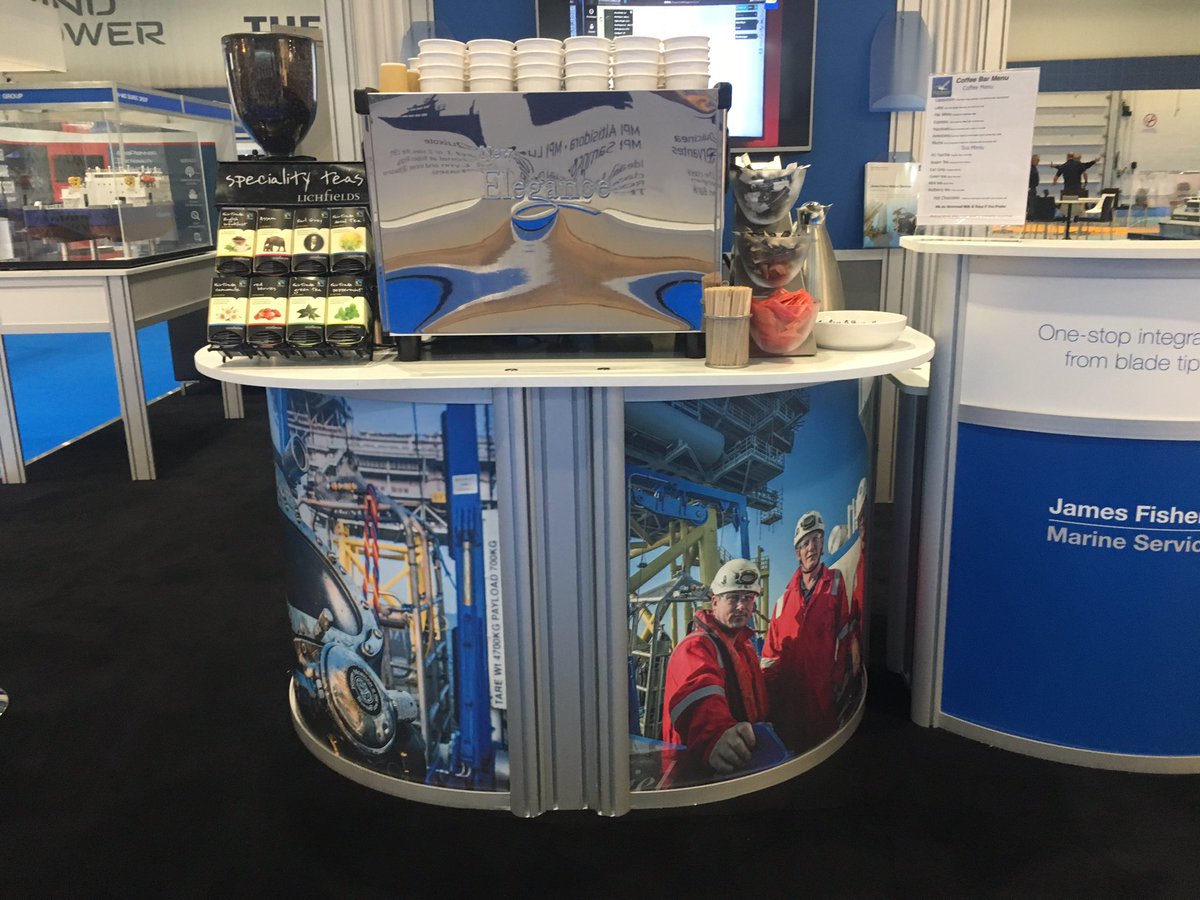 ExhibitionCoffe's tweet photo. Many thanks to @JFMarineService for choosing us to be their coffee bar this week at #Offshorewind2017 it's been great to work with you. https://t.co/Z9C8AYRpV7