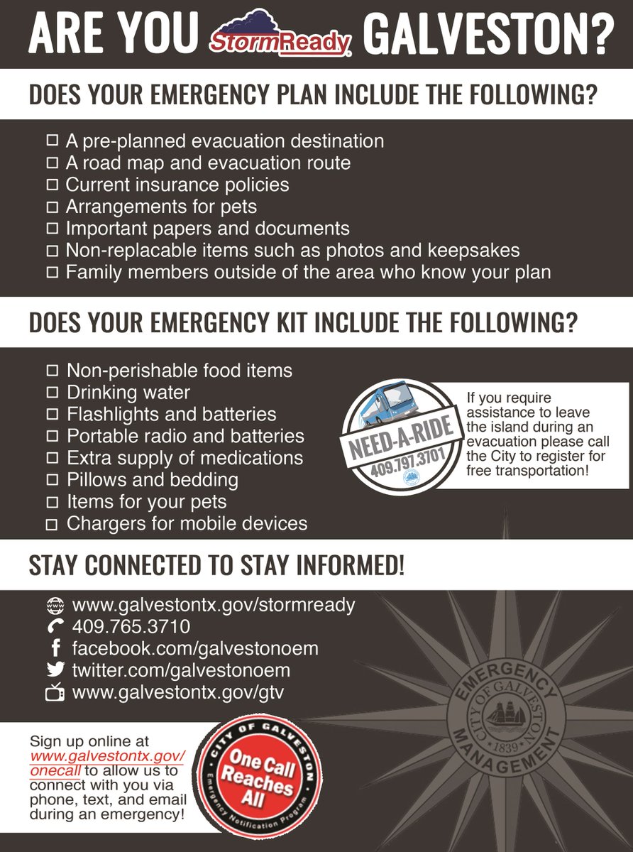 GalvestonOEM's tweet photo. Hurricane Season is here make sure you are storm ready Galveston! For preparedness tips and information please visit https://t.co/PhTzDYmCug https://t.co/Q08qj6tMM8