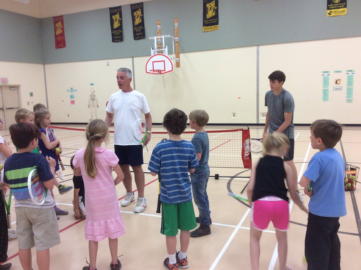 rvandert's tweet photo. @avrsb Tennis comes to Gaspereau School. Thanks Dave and Gabe for teaching some basic skills to the students in Gr. 2-4. https://t.co/CLJyRISfYx