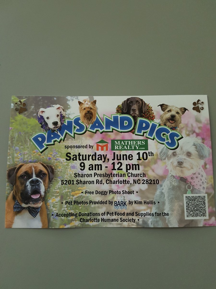 SellNCLT's tweet photo. Mathers Realty is hosting an event. Bring your fur baby for a free Doggy Shoot! #Pawsandpics https://t.co/FIvSwlwOGS