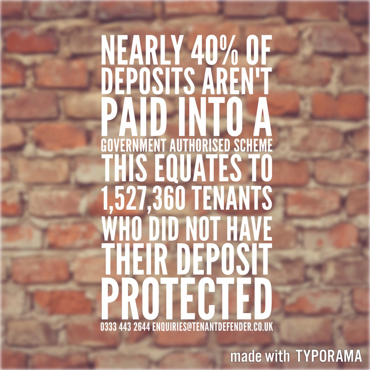 tenant_defender's tweet photo. 1.5 million #tenants with unprotected #deposits !!
#tenant #rentingproblems #renting #tenancydeposit #business #f4f #newbusiness #landlord https://t.co/M86XP1j8TP