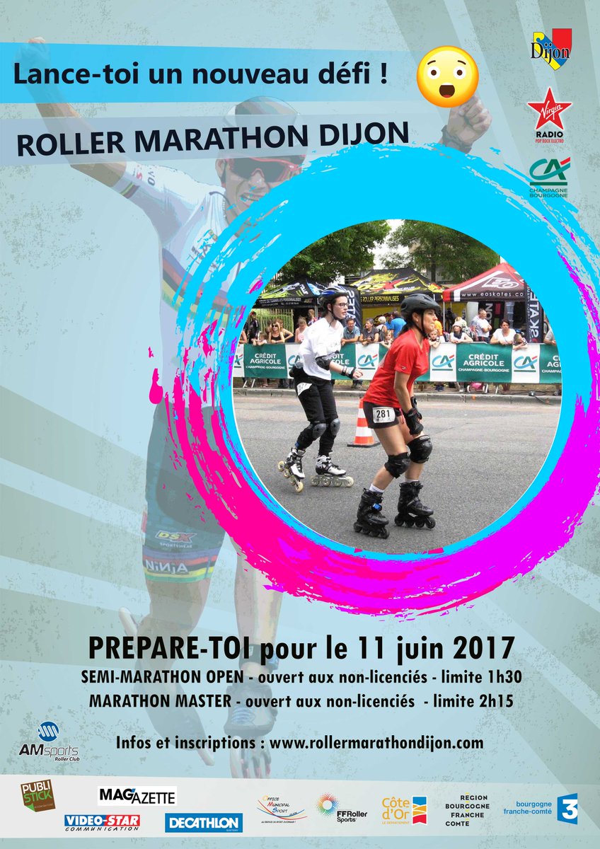 Les 10 et 11 juin, ne manquez pas le Roller Marathon de Dijon ! <a href="/Am_SportsDijon/">MarathonDesGrandsCrus</a> ://ow.ly/qyJH30cg5pF