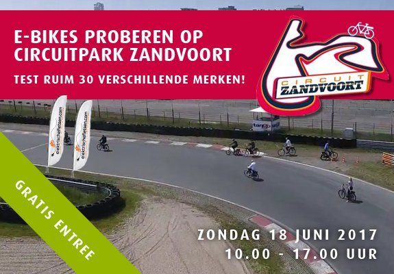 Nog één week, zondag 18 juni e-bikes proberen op Circuitpark Zandvoort! <a href="/CyclingZvoort/">Cycling Zandvoort</a> @CPZtweets <a href="/ZandvoortaanZee/">Gemeente Zandvoort</a> elektrischefietsen.com/evenementen/ev…