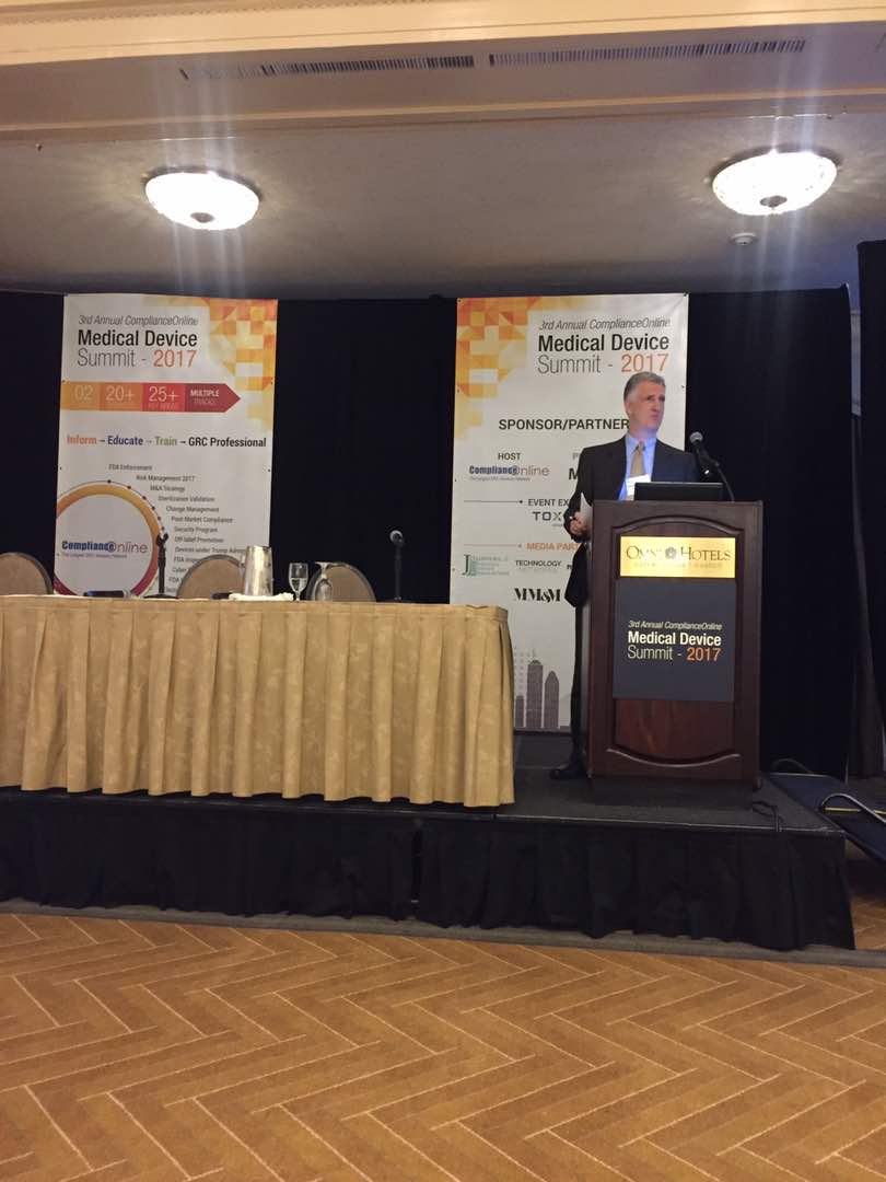 Compliance_On's tweet photo. Adam Saltman, MD PhD, Medical Officer, CDRH/Office of Compliance to Deliver #Presentation on Benefit Risk in #MedicalDevice at #COMedSummit https://t.co/Jk0aqD4R22