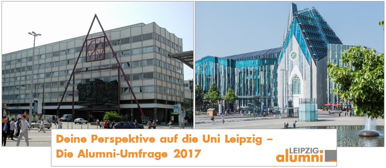 UniLeipzig's tweet photo. Bei uns studiert, geforscht, gearbeitet? Dann einmal durch die #Alumni-Umfrage 2017 der #UniLeipzig klicken, bitte! 😀https://t.co/ZxYRsG62Bj https://t.co/K1fqDtMVGw