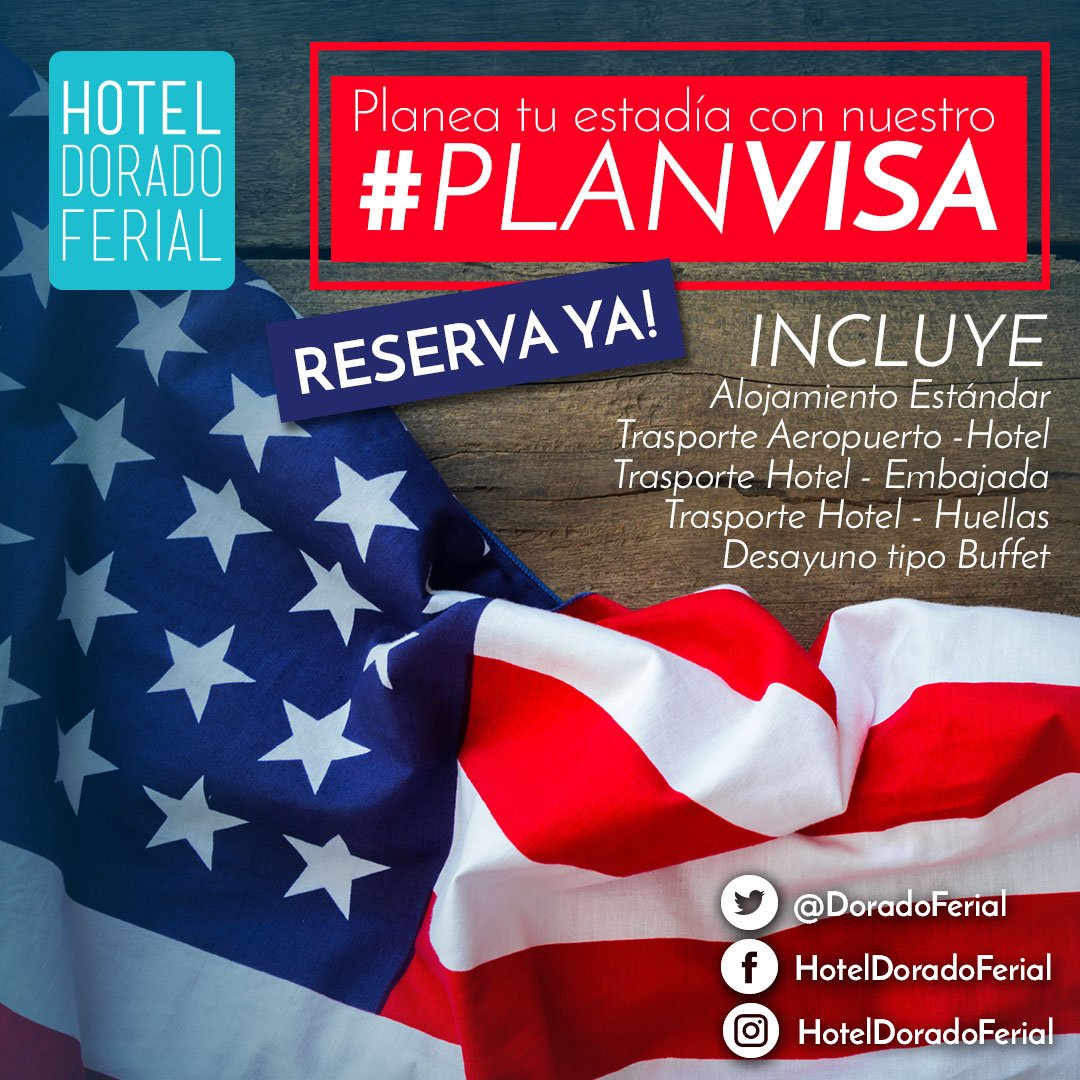 DoradoFerial's tweet photo. Con nuestro #PlanVisa hospedate en Bogotá y realiza tus trámites de embajada americana de la forma fácil! Reserva ya! #Embajada #Vacaciones https://t.co/6LN9Ml0NOH