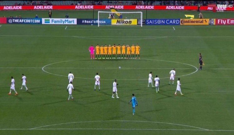 johnny_willett's tweet photo. Saudi Arabia team not respecting the minutes silence for the London victims v Australia 😡#scum https://t.co/T0wEkYw9dF