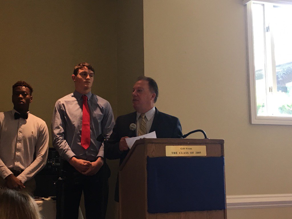 At Rockland County Athlete of the Season breakfast. My man <a href="/PeteRuf12/">Pete Ruf</a> presenting. (Kevin Lynch of TZ not impressed)