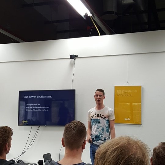 wearespindle's tweet photo. It's #pizzasession time again. Our brilliant intern Daniel is talking about his project "Partner statistics dashboard". https://t.co/WQ7aMA2iq3