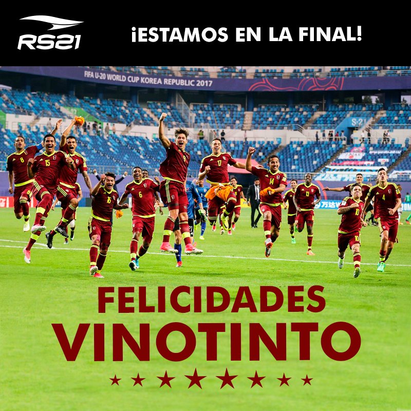 RS21 Felicita a nuestra Vinotinto Sub-20 por su victoria ante Uruguay. Son un ejemplo de esfuerzo, entrega y sacrificio por #Venezuela.
