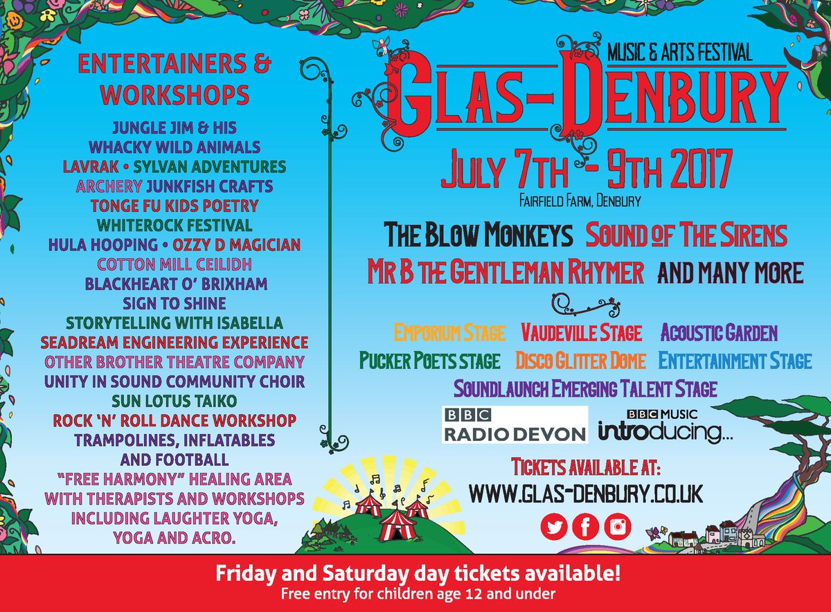 PrimaryTimesDevonPlymouth (@primarytimesdev) on Twitter photo Day Tickets & Weekend Tickets are still available for <a href="/GlasdenburyFest/">Glas-Denbury Music & Arts Festival ❤🌈</a> 2017 through the Glas-Denbury website. glas-denbury.co.uk #devon Day Tickets & Weekend Tickets are still available for <a href="/GlasdenburyFest/">Glas-Denbury Music & Arts Festival ❤🌈</a> 2017 through the Glas-Denbury website. glas-denbury.co.uk #devon
