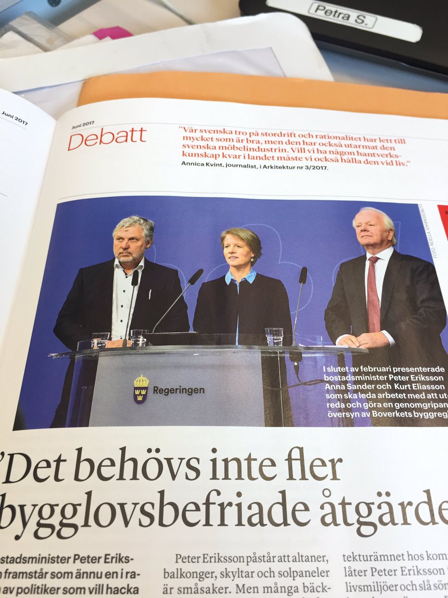 petrasorme's tweet photo. Spännande och viktigt uppdrag @anna_sander ! Kul och se dig i tidningen @SvArkitekter @Boverket 👌🏻👌🏻 https://t.co/QPFOEAvwLd