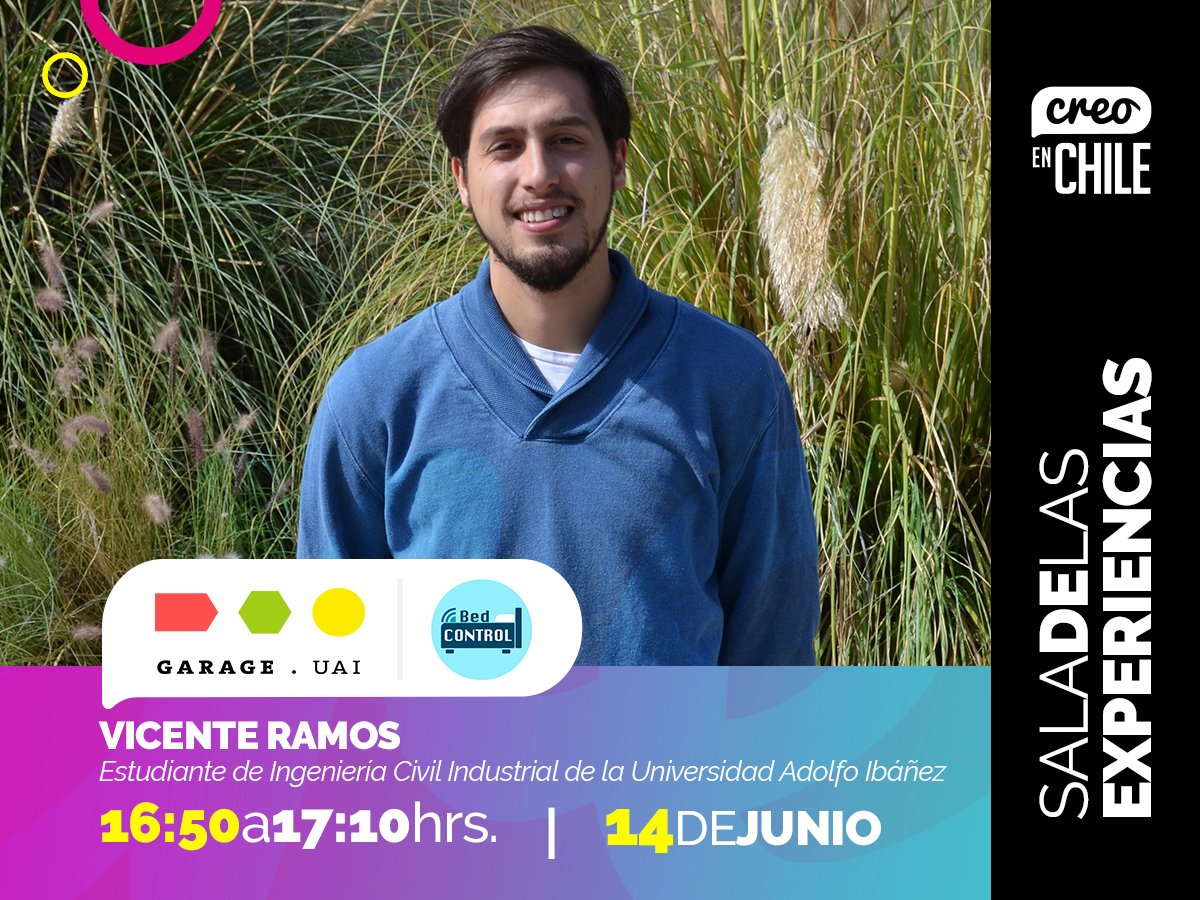 GarageUAI's tweet photo. Vicente Ramos, Embajador #GarageUAI, estará presente en #CreoenChile contando experiencia @bed_control @UAI_VINA @ingenieriaUAI @NegociosUAI https://t.co/HoIdrIqFy7