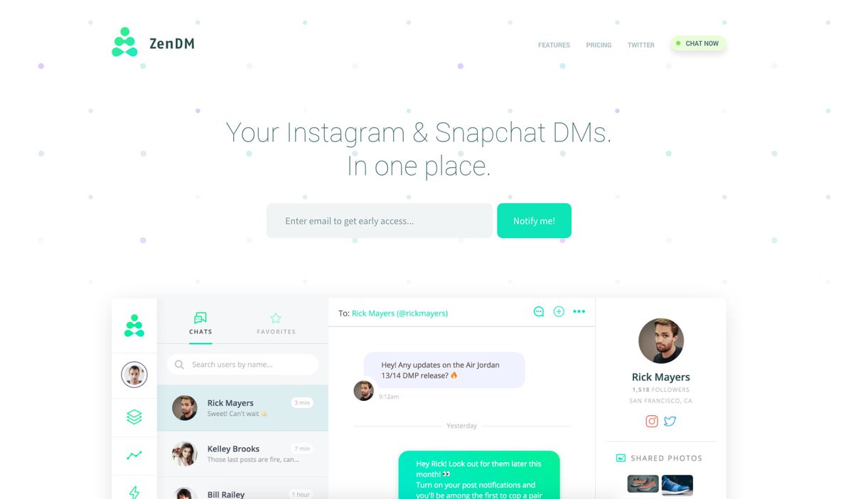Sebyddd's tweet photo. Been working on this for a while now. @TryZenDM 

Your Snapchat &amp; Instagram messages, in one place. ⚡️

🌐➡️  https://t.co/H3M6Pu9Y6A  ⬅️ https://t.co/KBnD9Us4HF