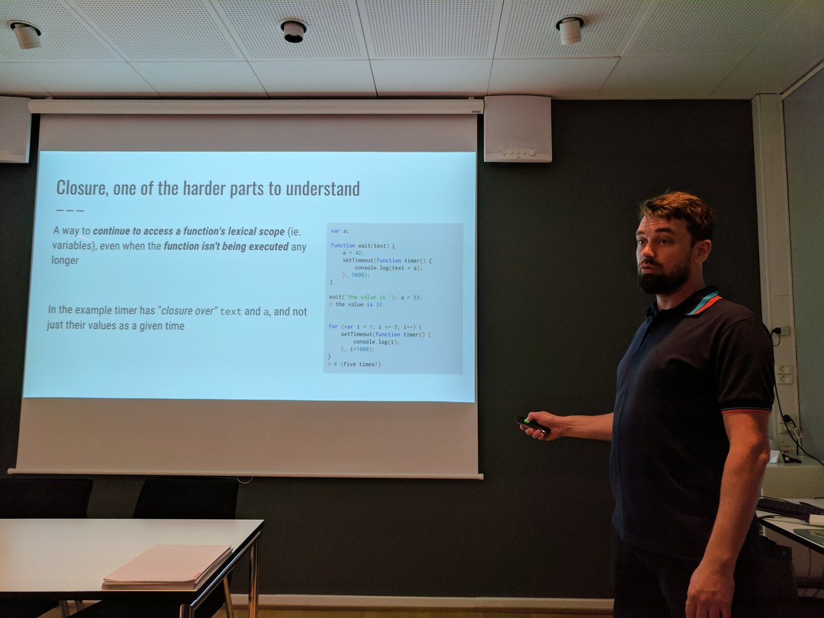 denladeside's tweet photo. @kennethrohde giving closure to people attending the excellent #js2015 event hosted by @gdgcph @sherrrylst https://t.co/uI8O3xe9sx