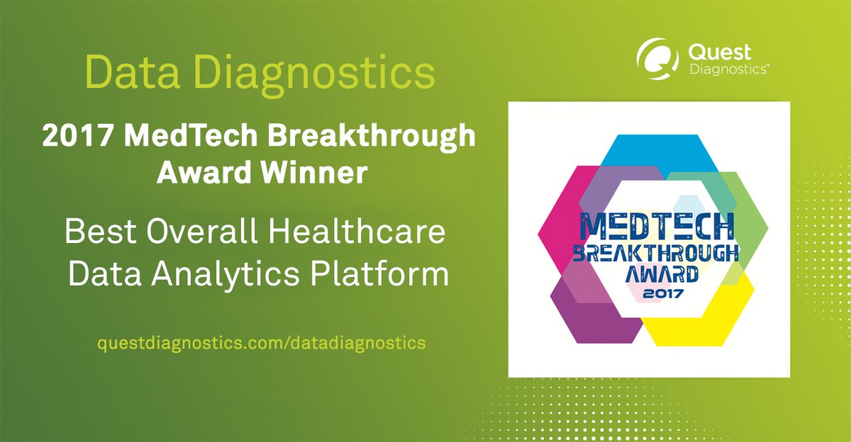 QuestDX's tweet photo. #DataDiagnostics wins @MedTech_Awards for “Best Overall Healthcare Data Analytics Platform” https://t.co/tf4te4SBzj https://t.co/0Seqni4Srp