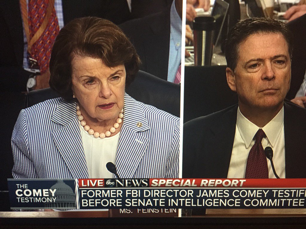 marykbruce's tweet photo. Comey hearing overshadowing much on the Hill, including Seersucker Thursday. Feinstein representing. https://t.co/5bwBs4ao8q