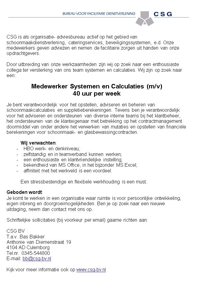 Ben je young professional en op zoek naar een uitdaging waarin je veel kunt leren, en doorgroeimogelijkheden zijn? csg-bv.nl/nieuws/46-word…