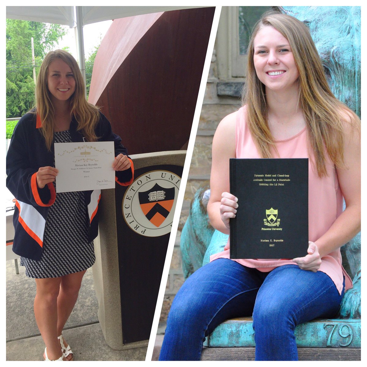 PUSoftball's tweet photo. Marissa Reynolds graduated with an award for the best thesis in Mechanical and Aerospace Engineering dept. WOW. #baller https://t.co/V4PTHMpY16