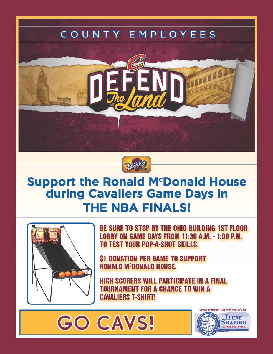 summitforkids's tweet image. Stop by the Ohio building first floor and support the Ronald McDonald House by testing your skills at Pop-A-Shot Friday from 11:30-1:00pm