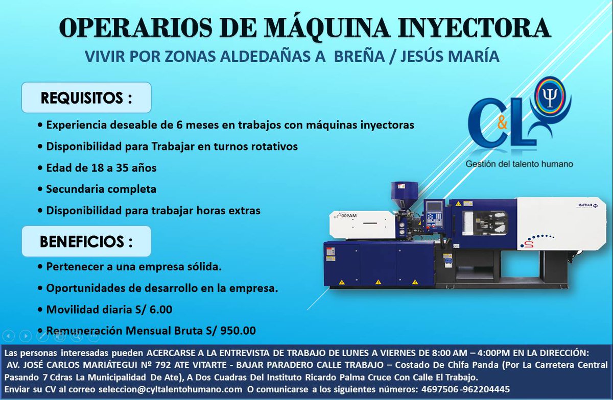 ConsultoraCyL's tweet photo. #GRAN #CONVOCATORIA #OFERTA #LABORAL #OPERARIO #MAQUINA #INYECTORA #VIVIR #POR #BREÑA #JESUSMARIA #ZONAS #ALEDAÑAS #PASALAVOZ😀 https://t.co/unc3pBvJop
